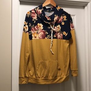 SOLD Boutique Floral Pullover with Cowl Neck